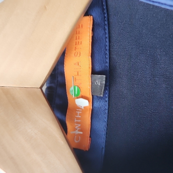 Vintage Cynthia Steffe Metallic Navy Button Down Shirt - Picture 5 of 8